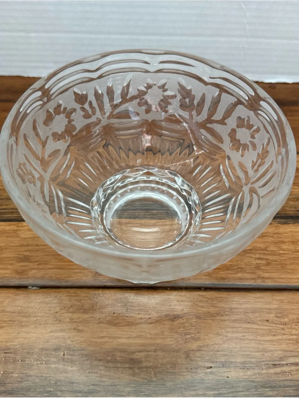 Heavy Vintage Lead Crystal Kristal Zajecar Yugoslavia Floral Frosted Footed Bowl